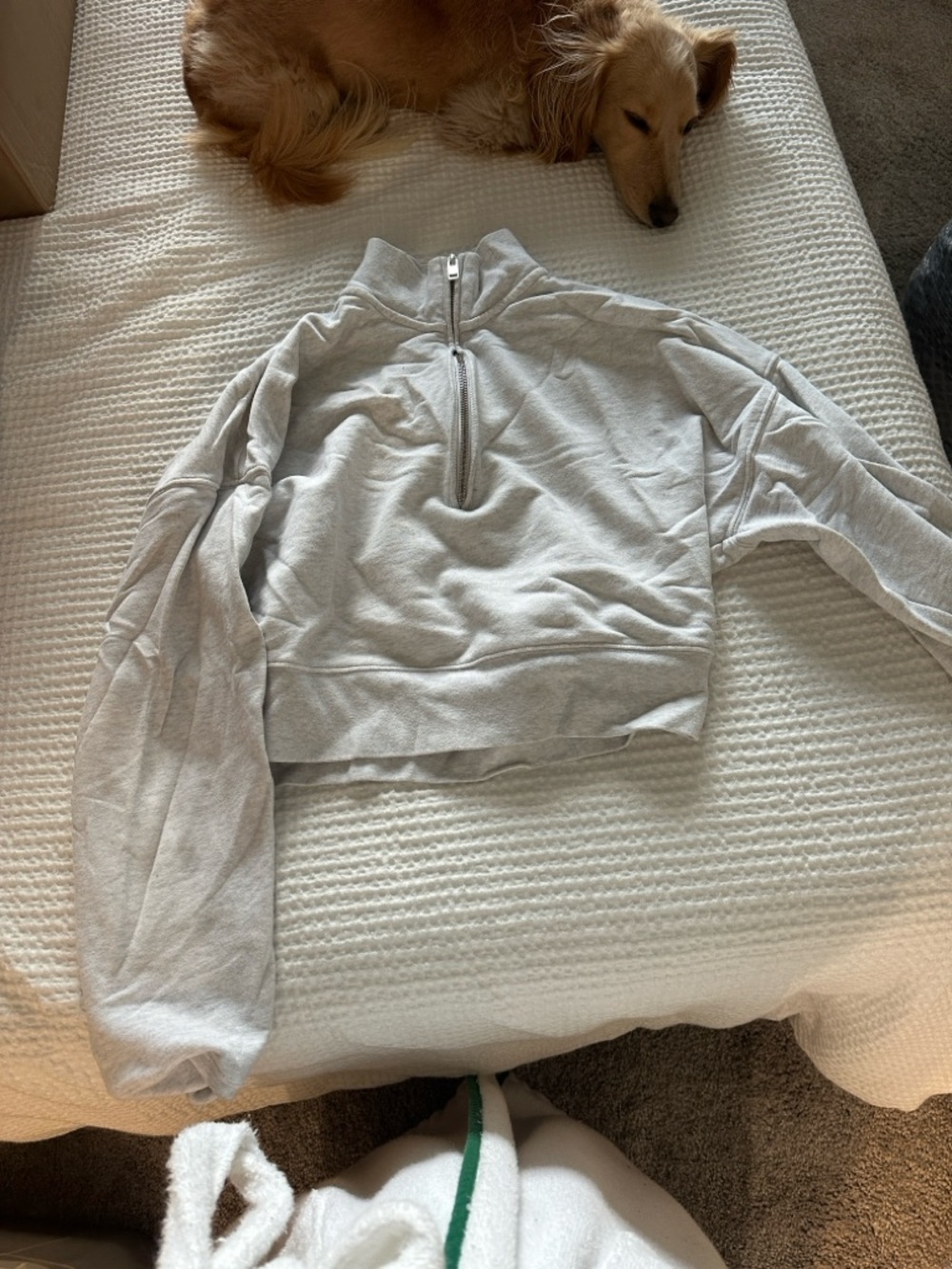 Aritzia Community Light Gray Zip Mockneck Sweatshirt
